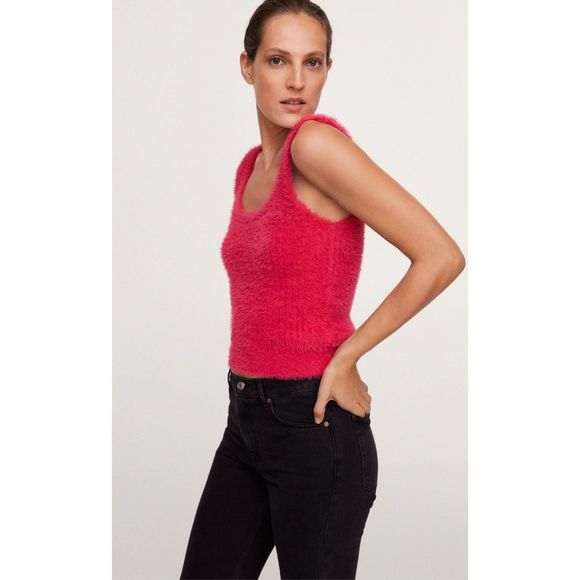 Mango Faux Fur Knitted Cardigan & Top - Picture 6 of 10